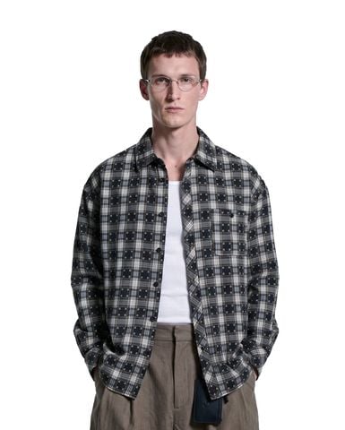 INF®️| ÁO SƠ MI KẺ SỌC DÀI TAY CỔ ĐỨNG COTTON UNISEX INF 7143