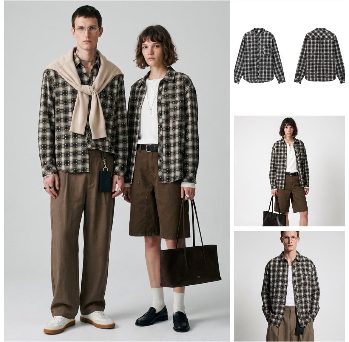 INF®️| ÁO SƠ MI KẺ SỌC DÀI TAY CỔ ĐỨNG COTTON UNISEX INF 7143