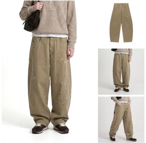 INF®️|QUẦN VẢI THÔ ỐNG RỘNG VẨY MỰC RETRO BASIC UNISEX INF 13682