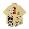 WES®️| ÁO SƠ MI NGẮN TAY THÊU HỌA TIẾT HOẠT HÌNH UNISEX 5273