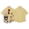 WES®️| ÁO SƠ MI NGẮN TAY THÊU HỌA TIẾT HOẠT HÌNH UNISEX 5273