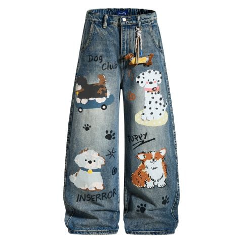 QUẦN JEANS THÊU HỌA TIẾT HOẠT HÌNH UNISEX J780