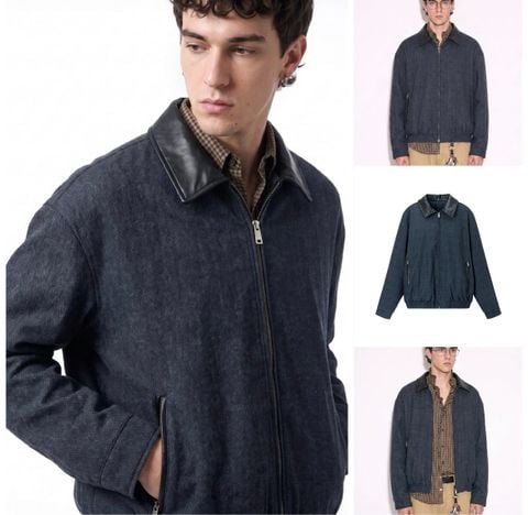 INF®️| ÁO KHOÁC VẢI THÔ  CỔ DA KHOÁ KÉO CỔ ĐIỂN UNISEX INF 5665