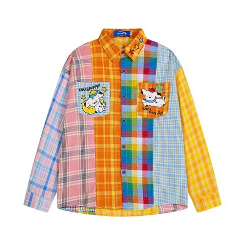 WES®️| ÁO SƠ MI DÀI TAY THÊU HỌA TIẾT HOẠT HÌNH UNISEX C5901