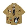 WES®️| ÁO SƠ MI NGẮN TAY THÊU HỌA TIẾT HOẠT HÌNH UNISEX 5248