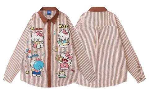 WES®️| ÁO SƠ MI DÀI TAY THÊU HỌA TIẾT HOẠT HÌNH UNISEX YH1090