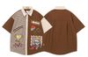 WES®️| ÁO SƠ MI NGẮN TAY THÊU HỌA TIẾT HOẠT HÌNH UNISEX 5202