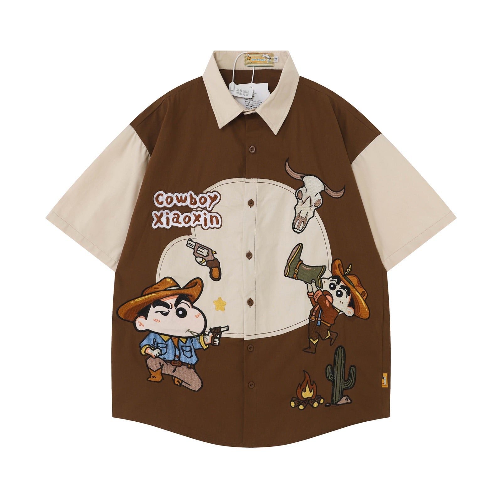 WES®️| ÁO SƠ MI NGẮN TAY THÊU HỌA TIẾT HOẠT HÌNH SHINCHAN UNISEX 5212