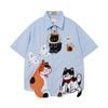 WES®️| ÁO SƠ MI NGẮN TAY THÊU HỌA TIẾT HOẠT HÌNH UNISEX 5270