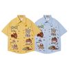 WES®️| ÁO SƠ MI NGẮN TAY THÊU HỌA TIẾT HOẠT HÌNH UNISEX 5271