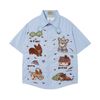 WES®️| ÁO SƠ MI NGẮN TAY THÊU HỌA TIẾT HOẠT HÌNH UNISEX 5271