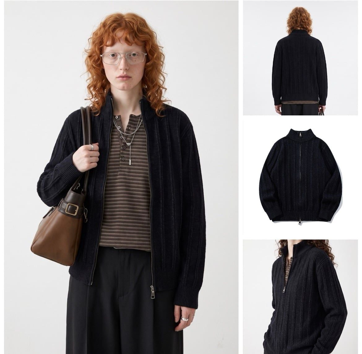 INF®️| ÁO LEN KHOÁ KÉO DỆT KIM UNISEX INF 10265