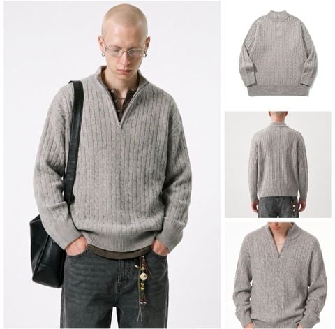 INF®️| ÁO LEN CỔ ĐỨNG CÓ KHOÁ KÉO DỆT KIM UNISEX INF 10262