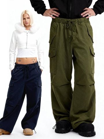 INF®️|QUẦN VẢI THÔ KAKI ỐNG RỘNG ĐÃ GIẶT TÚI HỘP RETRO UNISEX INF 13351