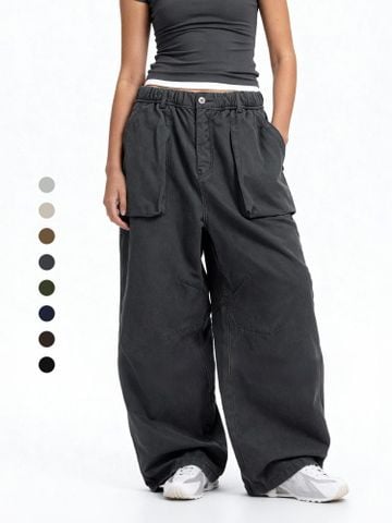 INF®️|QUẦN VẢI THÔ KAKI ỐNG RỘNG ĐÃ GIẶT TÚI HỘP RETRO UNISEX INF 13353