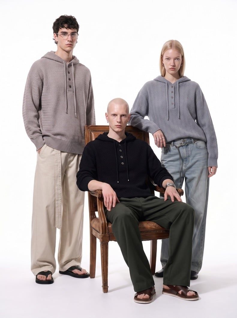 INF®️| ÁO LEN TRÙM ĐẦU CỔ CÚC CÀI UNISEX INF 10258