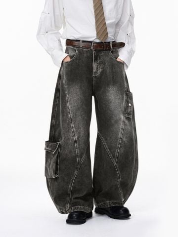 INF®️|QUẦN JEANS ỐNG RỘNG LƯỜI WASH TÚI HỘP UNISEX INF 13558