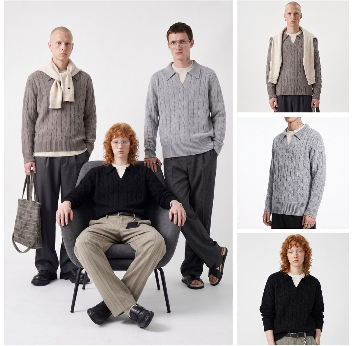 INF®️| ÁO LEN CỔ TẠO KIỂU V  DỆT KIM UNISEX INF 10253