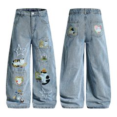 QUẦN JEANS THÊU HỌA TIẾT HOẠT HÌNH UNISEX J780