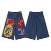 WES®️| QUẦN SHORT DENIM THÊU HOẠT HÌNH TOM & JERRY DÁNG RỘNG UNISEX 5300