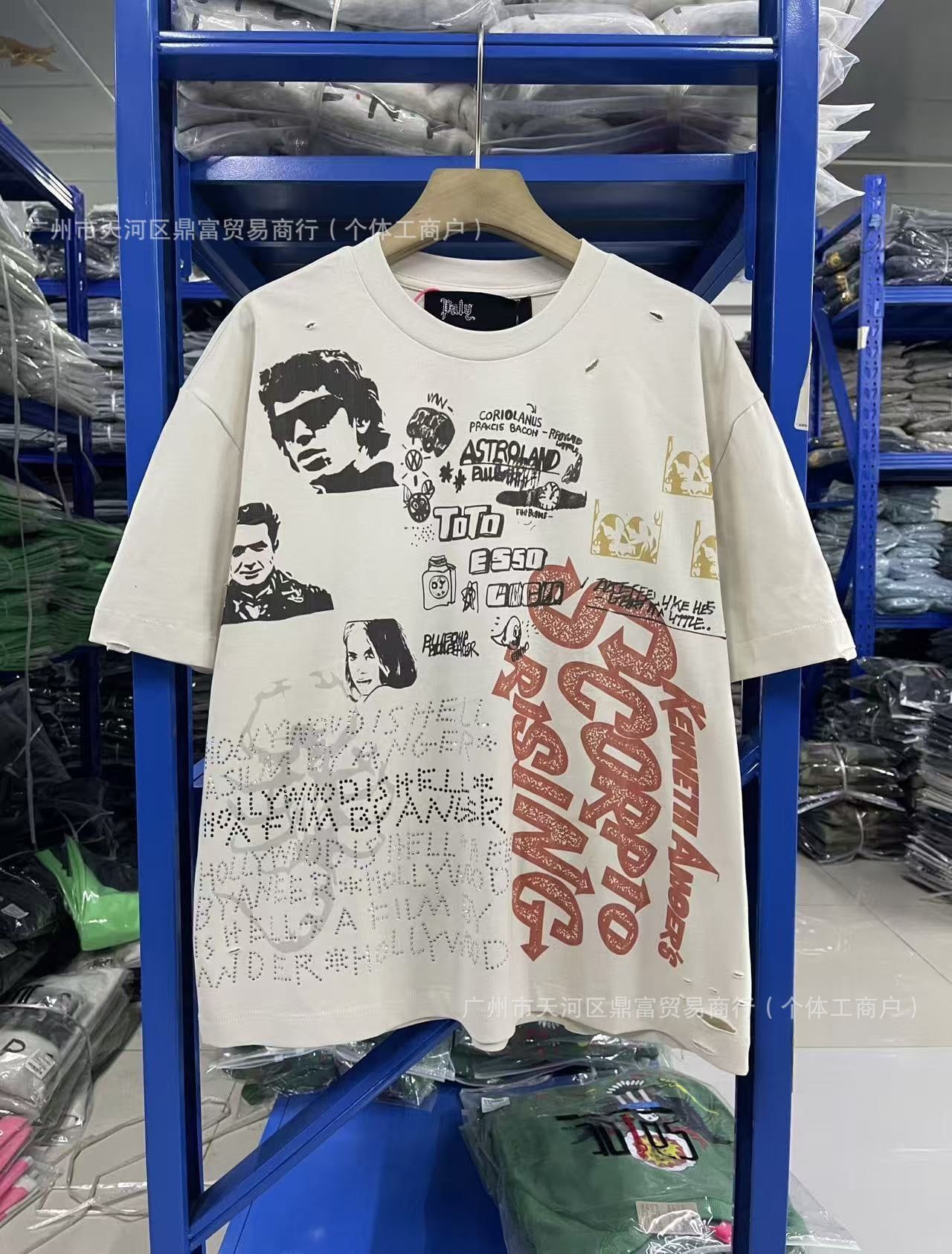 FK®️| ÁO THUN NGẮN TAY CỔ TRÒN COTTON IN HÌNH KTS ĐÍNH ĐÁ LÀM RÁCH PH3938