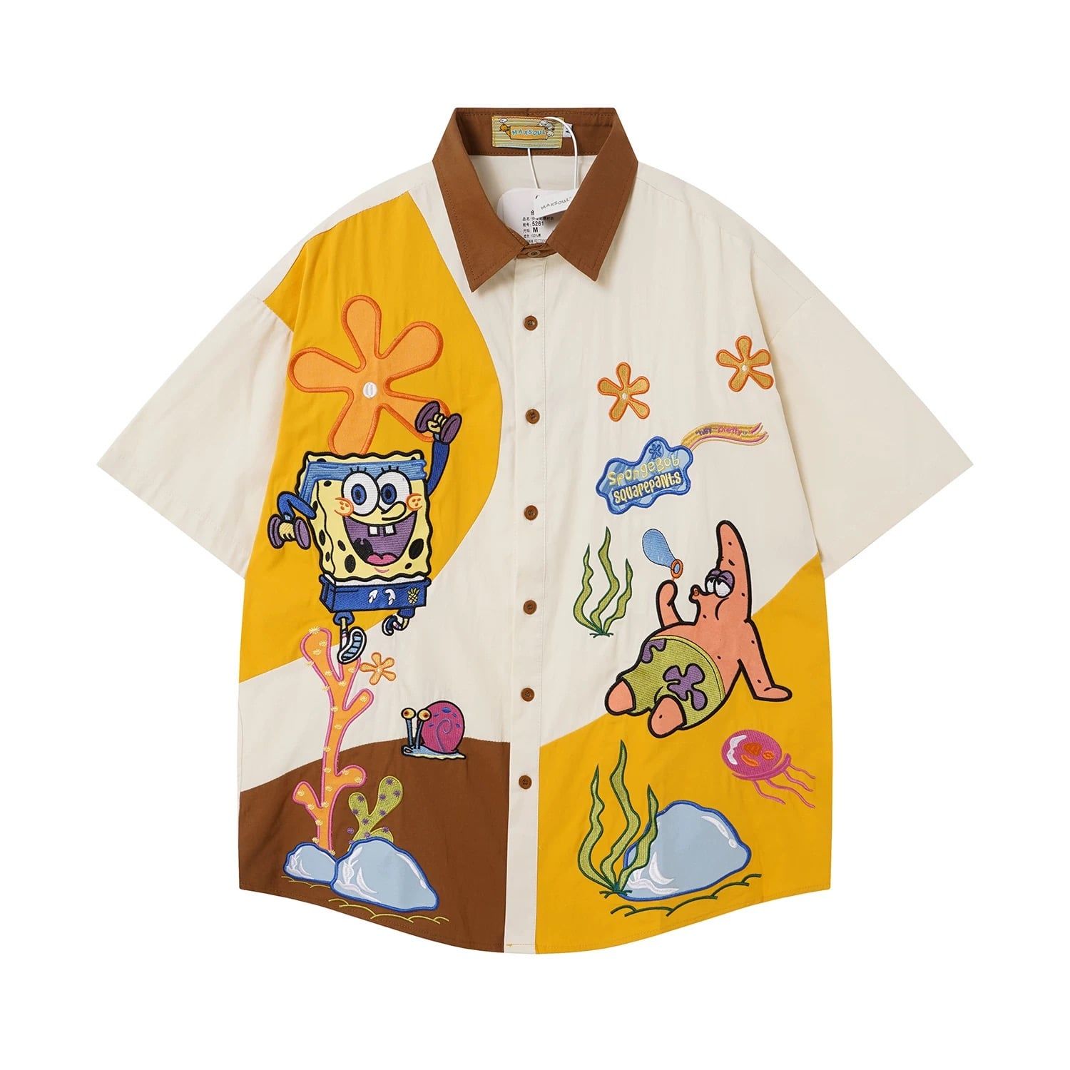 WES®️| ÁO SƠ MI NGẮN TAY THÊU HỌA TIẾT HOẠT HÌNH UNISEX 5261