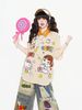 WES®️| ÁO SƠ MI NGẮN TAY THÊU HỌA TIẾT HOẠT HÌNH UNISEX 5299