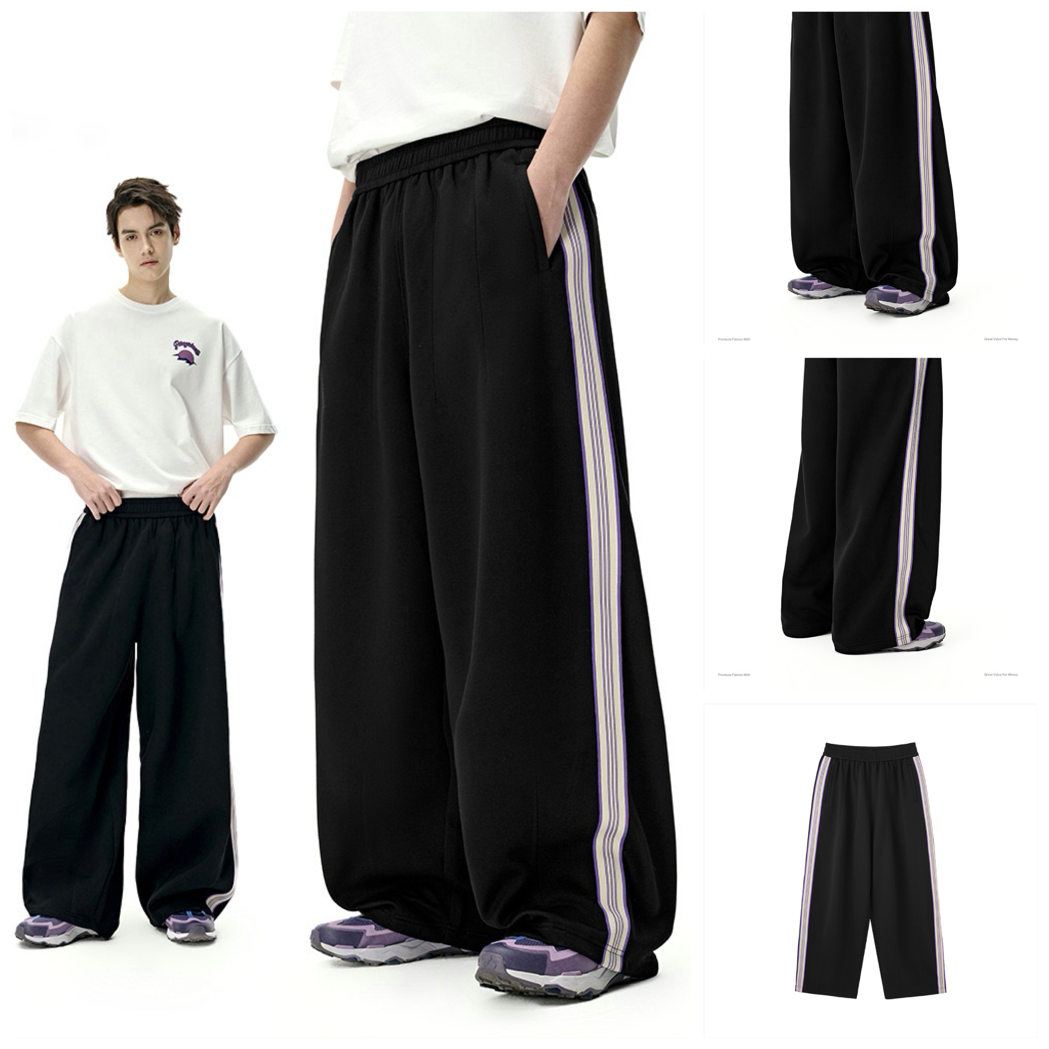 INF®️|QUẦN NỈ ỐNG RỘNG KẺ SỌC UNISEX INF 12750