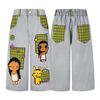 WES®️| QUẦN SHORT THÊU HOẠT HÌNH DÁNG RỘNG ỐNG ĐỨNG DÁNG LỬNG UNISEX K122