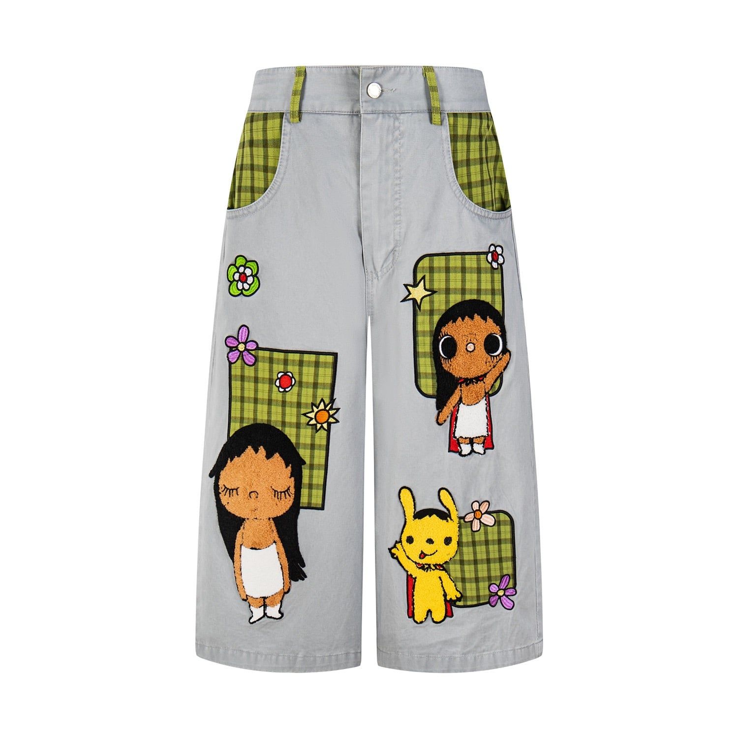 WES®️| QUẦN SHORT THÊU HOẠT HÌNH DÁNG RỘNG ỐNG ĐỨNG DÁNG LỬNG UNISEX K122