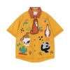 WES®️| ÁO SƠ MI NGẮN TAY THÊU HỌA TIẾT HOẠT HÌNH UNISEX 5238