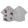 WES®️| ÁO SƠ MI NGẮN TAY THÊU HỌA TIẾT HOẠT HÌNH UNISEX 5278