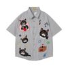 WES®️| ÁO SƠ MI NGẮN TAY THÊU HỌA TIẾT HOẠT HÌNH UNISEX 5278