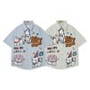 WES®️| ÁO SƠ MI NGẮN TAY THÊU HỌA TIẾT HOẠT HÌNH UNISEX T2NG07
