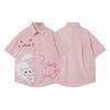 WES®️| ÁO SƠ MI NGẮN TAY THÊU HỌA TIẾT HOẠT HÌNH UNISEX 5277