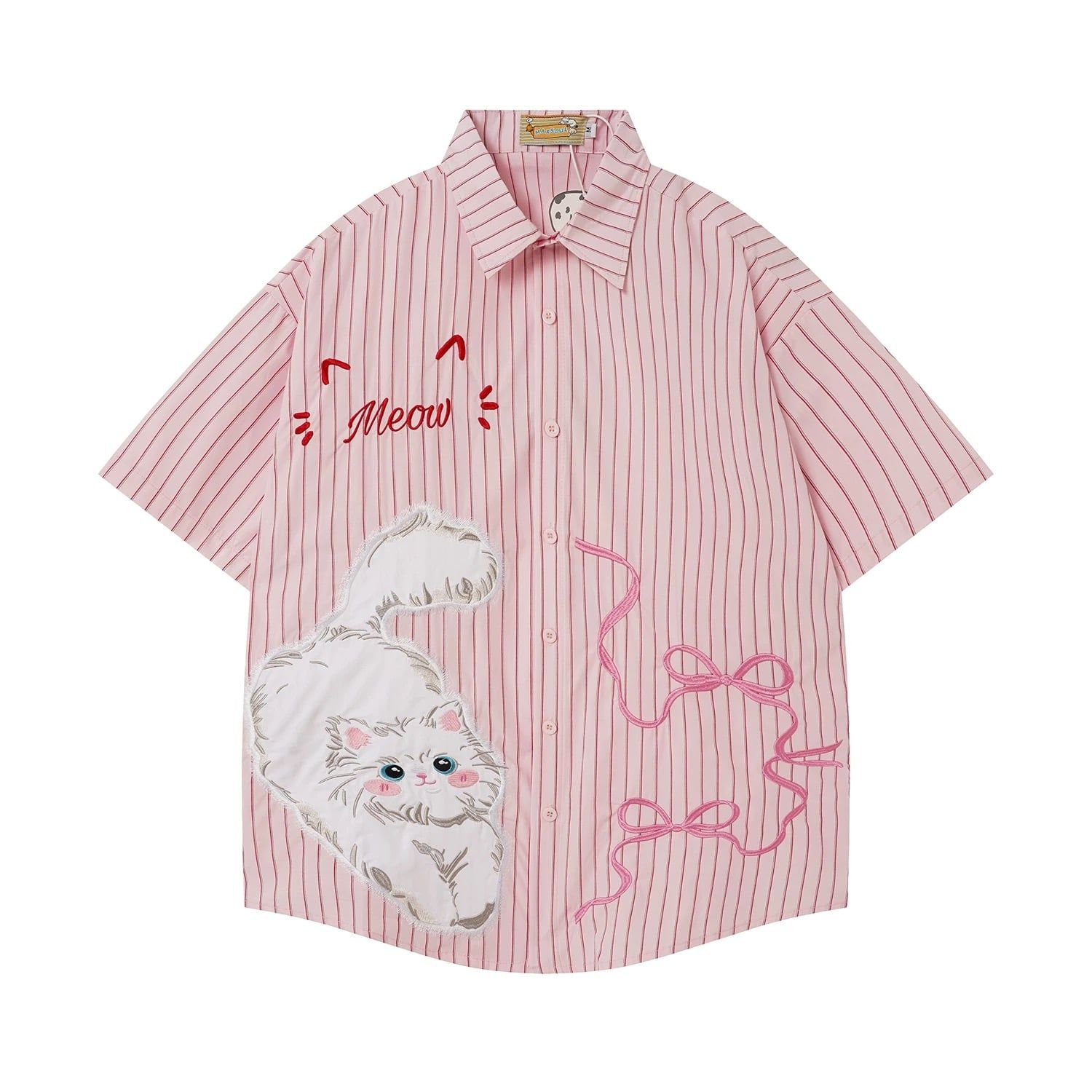 WES®️| ÁO SƠ MI NGẮN TAY THÊU HỌA TIẾT HOẠT HÌNH UNISEX 5277