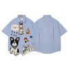 WES®️| ÁO SƠ MI NGẮN TAY THÊU HỌA TIẾT HOẠT HÌNH UNISEX T2NG09