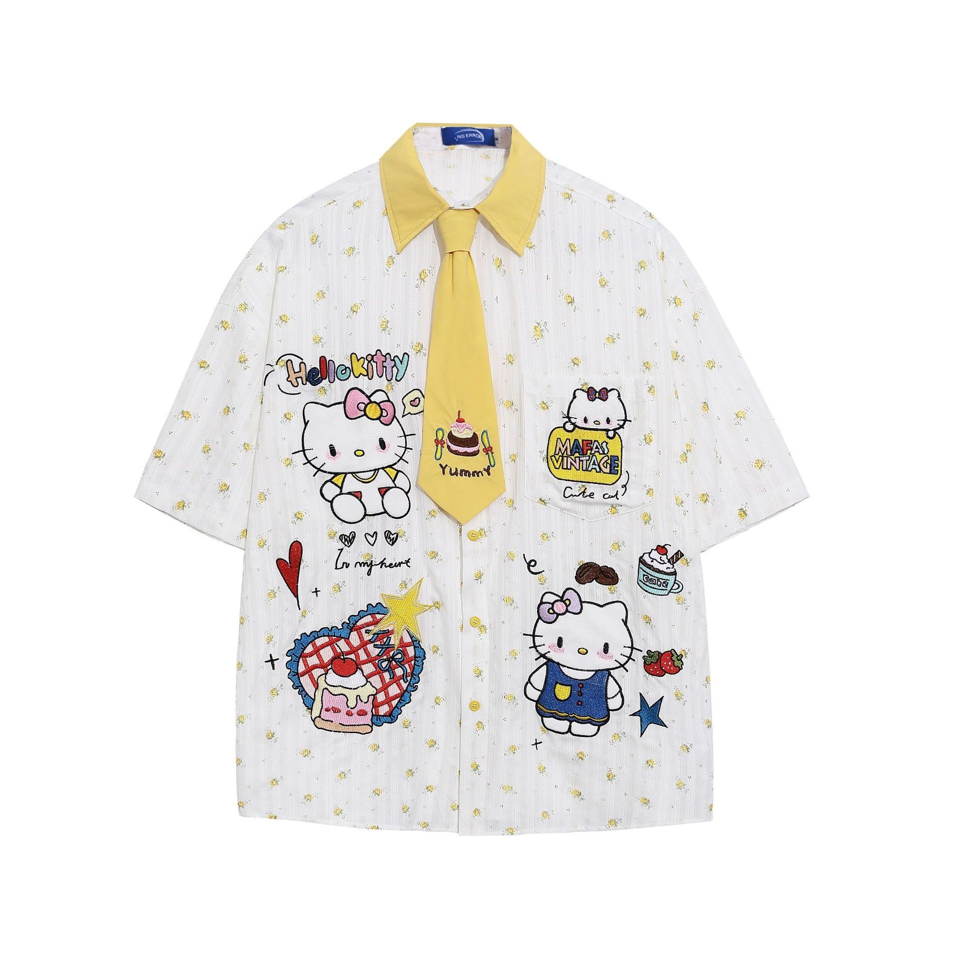 WES®️| ÁO SƠ MI NGẮN TAY THÊU HỌA TIẾT HOẠT HÌNH UNISEX C5810