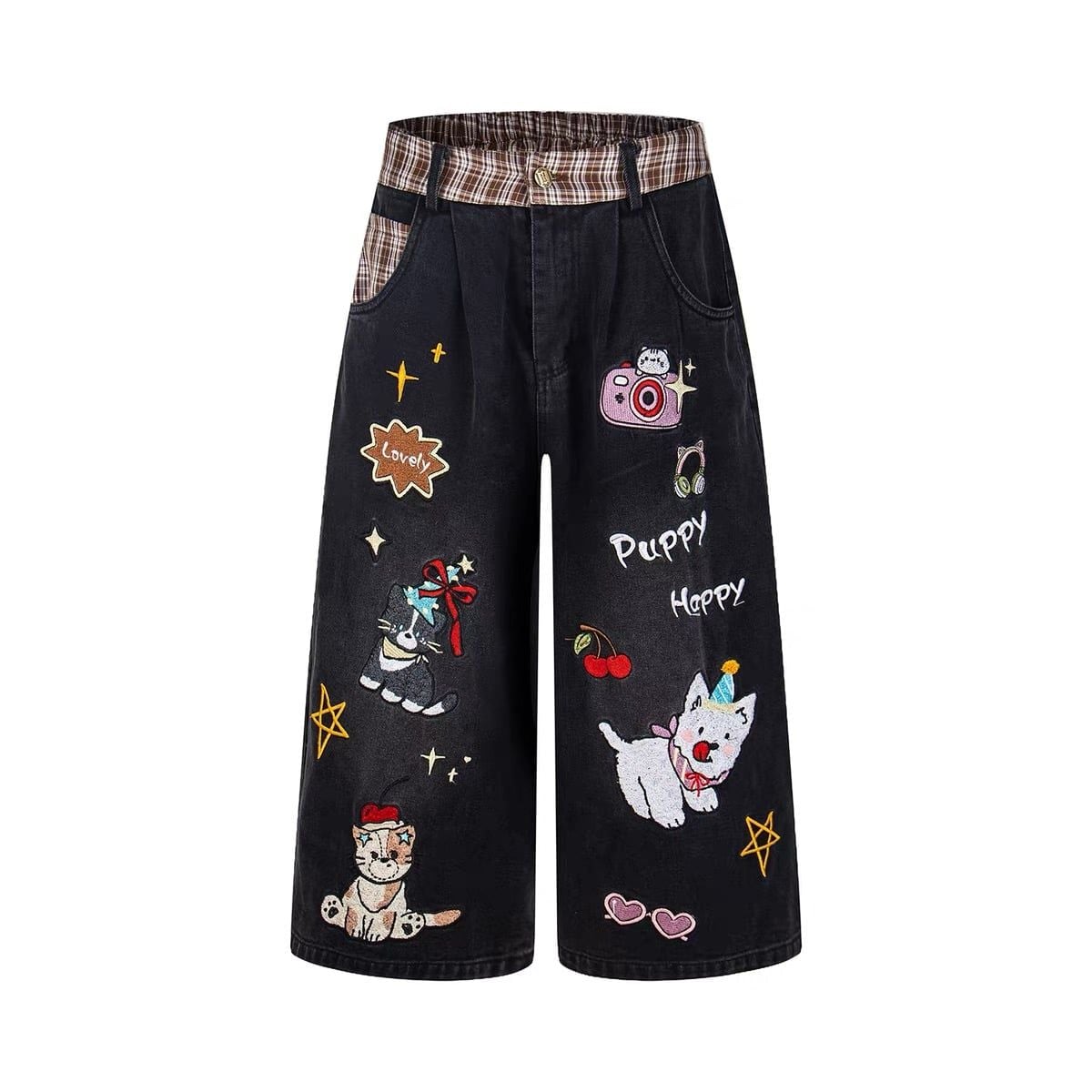 WES®️| QUẦN SHORT THÊU HOẠT HÌNH DÁNG RỘNG ỐNG ĐỨNG DÁNG LỬNG UNISEX K1023