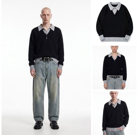 INF®️| ÁO LEN VE ÁO HAI MẢNH DỆT KIM TAY CỔ ĐIỂN UNISEX INF 10271