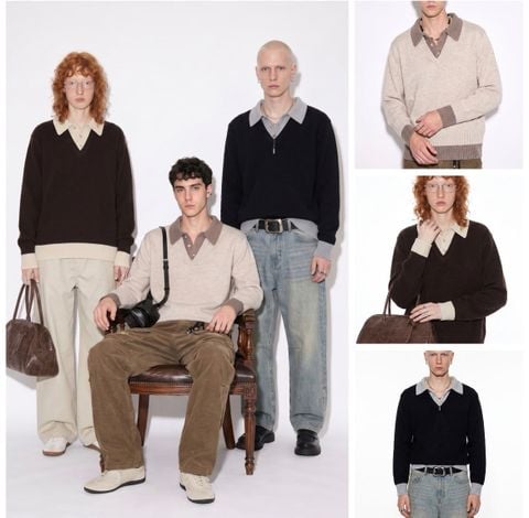INF®️| ÁO LEN VE ÁO HAI MẢNH DỆT KIM TAY CỔ ĐIỂN UNISEX INF 10271