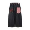 WES®️| QUẦN SHORT DENIM THÊU HOẠT HÌNH CHÚ CHÓ DÁNG RỘNG ỐNG DÁNG SUÔNG UNISEX K105