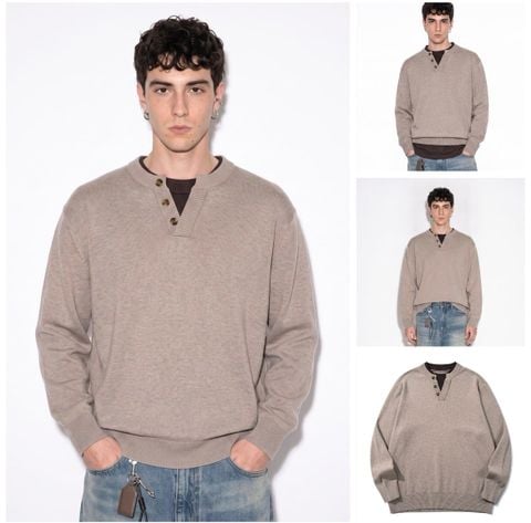 INF®️| ÁO LEN CỔ HENRY HAI MẢNH DỆT KIM TAY CỔ ĐIỂN UNISEX INF 10266