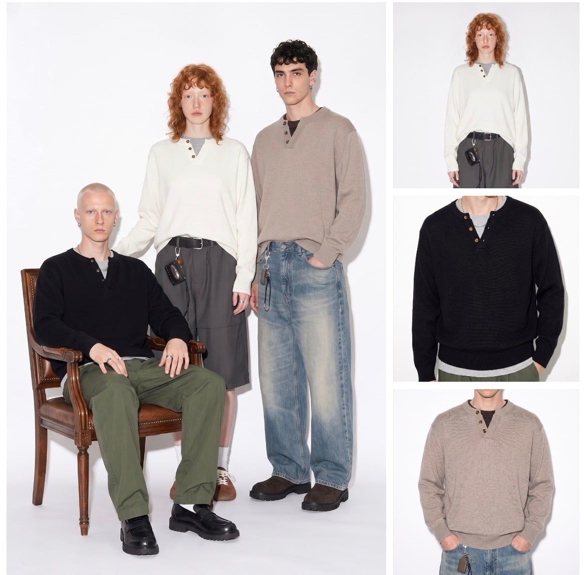 INF®️| ÁO LEN CỔ HENRY HAI MẢNH DỆT KIM TAY CỔ ĐIỂN UNISEX INF 10266