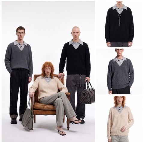 INF®️| ÁO LEN VE ÁO HAI MẢNH DỆT KIM TAY CỔ ĐIỂN UNISEX INF 10268