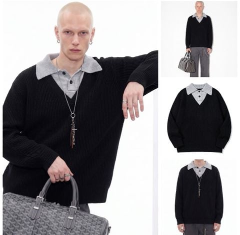 INF®️| ÁO LEN VE ÁO HAI MẢNH DỆT KIM TAY CỔ ĐIỂN UNISEX INF 10268