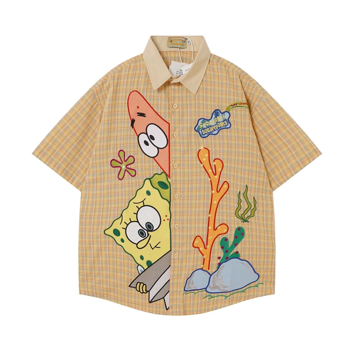 WES®️| ÁO SƠ MI NGẮN TAY THÊU HỌA TIẾT HOẠT HÌNH UNISEX 5258