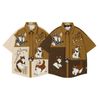 WES®️| ÁO SƠ MI NGẮN TAY THÊU HỌA TIẾT HOẠT HÌNH MÈO LƯỜI UNISEX 5223