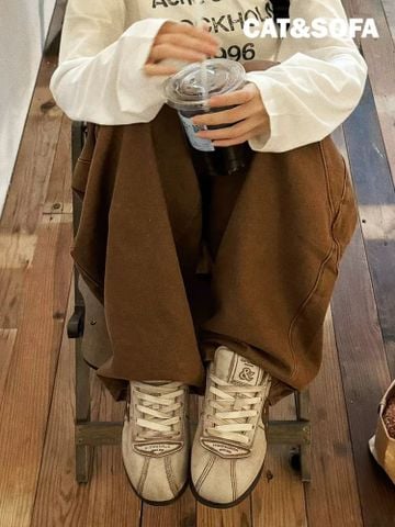 CATSOFA ™️| GIÀY SNEAKER  FORREST GUMP MÀU TRẮNG BÓNG ĐẾ DÀY, BẨN VÀ SỜN RÁCH ĐẾ TĂNG CHIỀU CAO UNISEX CATSOFA CS25012