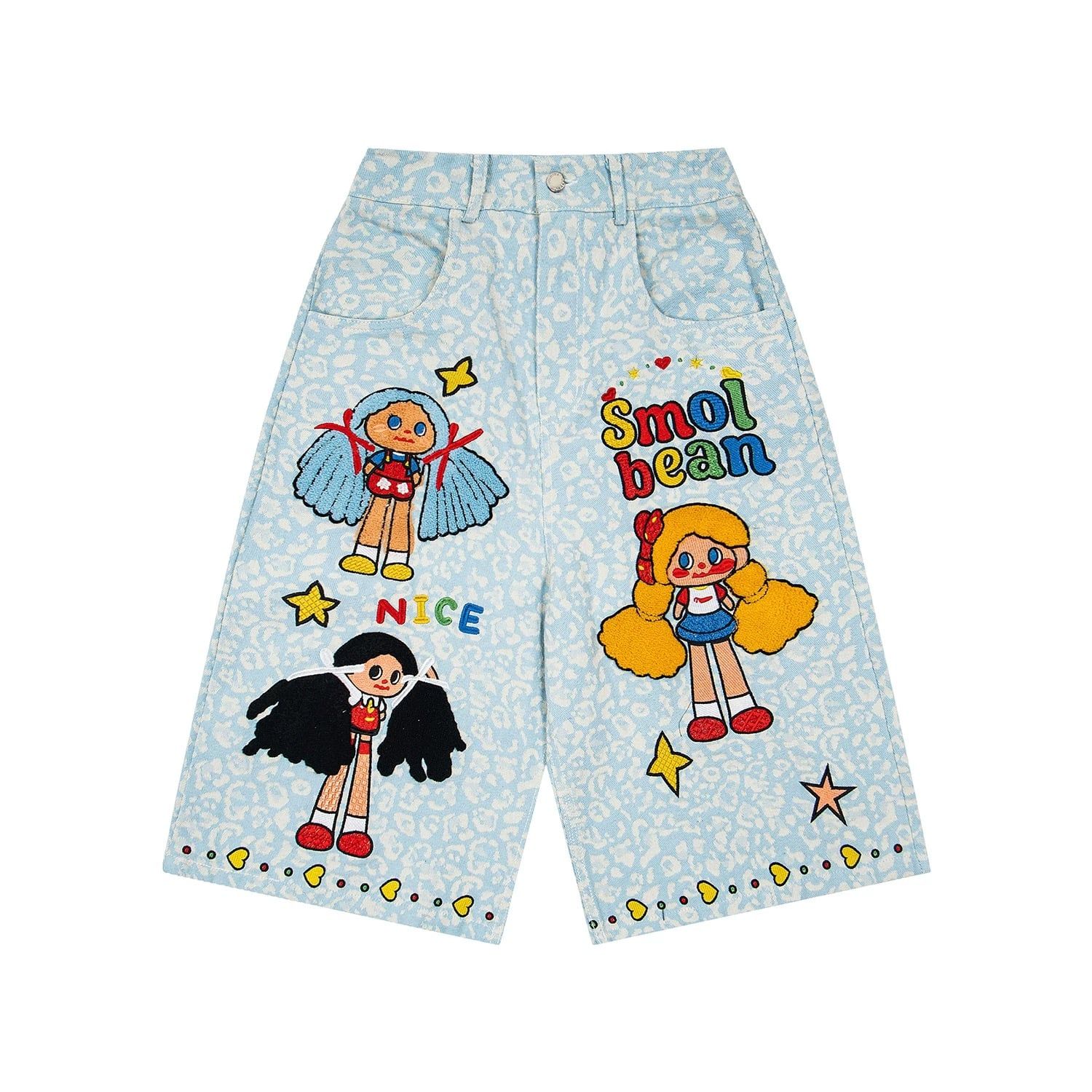 WES®️| QUẦN SHORT THÊU HOẠT HÌNH DÁNG RỘNG  UNISEX K138